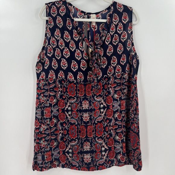 Raga Tops - Raga Sample‎ Infinite Nights Tie Neck Sleeveless Blouse Size Large